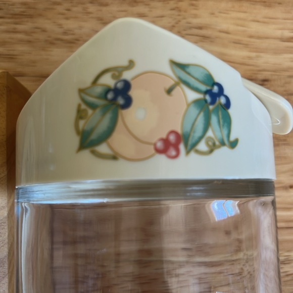 Corelle (Abundance) coasters in wood holder w/Gemco matching glass sugar bowl - Picture 14 of 16